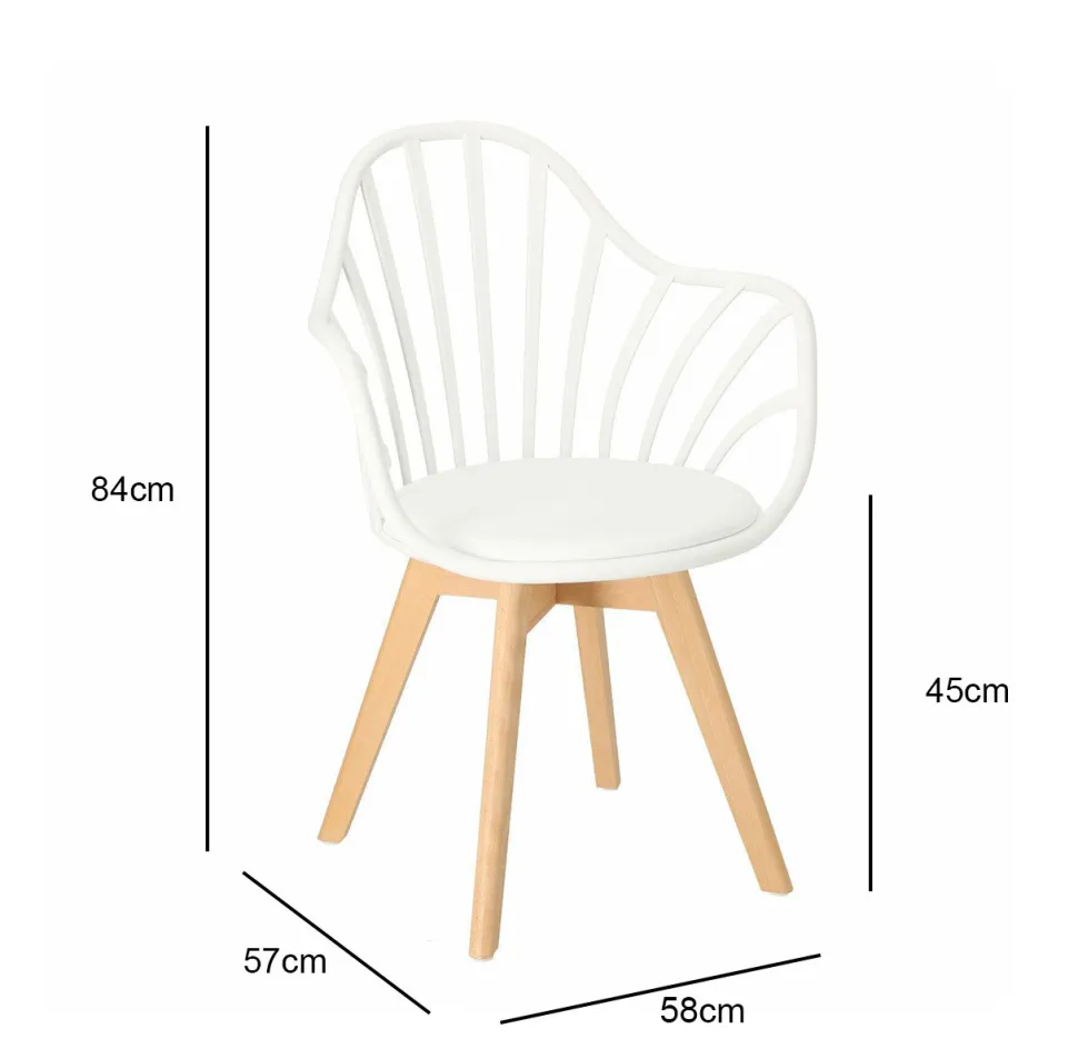 Krzesło Sirena z podłokietnikami białe