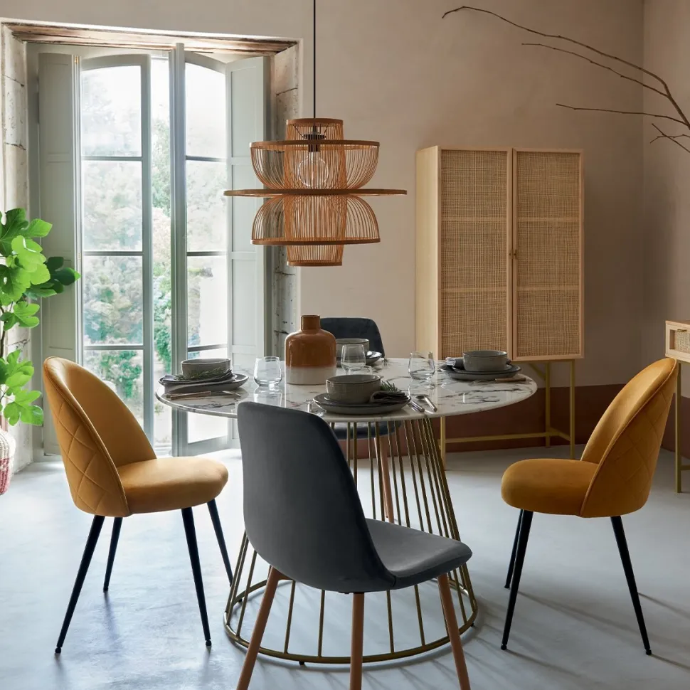 Krzesło Slano VIC żółte pikowane