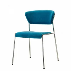 Krzesło tapicerowane Lisa niebieski/chrom