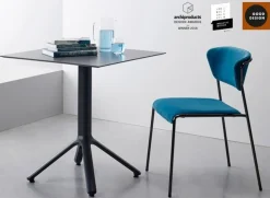 Krzesło tapicerowane Lisa niebieski/chrom