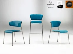 Krzesło tapicerowane Lisa niebieski/chrom