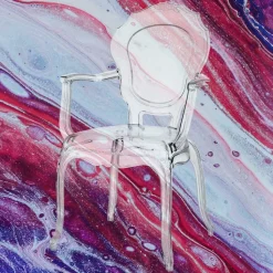 Krzesło transparentne Queen Arm z tworzywa