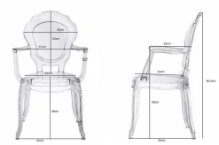 Krzesło transparentne Queen Arm z tworzywa