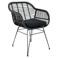 Krzesło Trieste z podłokietnikami polirattan czarny