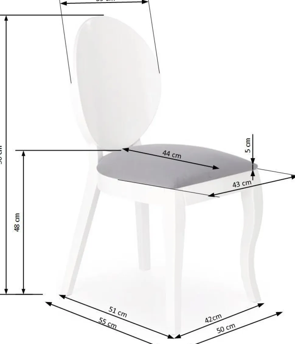 Krzesło Verdi białe/szara poduszka