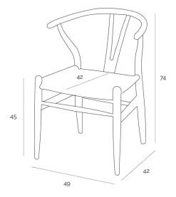Krzesło Wicker color czarne/czarne inspirowane Wishbone