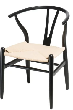 Krzesło Wicker Color naturalne/czarne inspirowane Wishbone