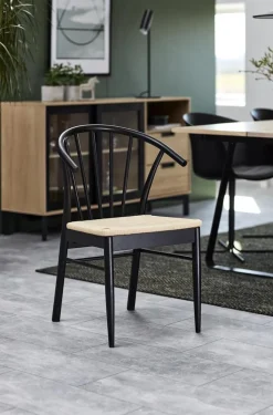 Krzesło z podłokietnikami Cassandra czarne/ naturalne