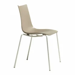 Krzesło Zebra beżowe z białymi nogami z tworzywa