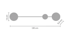 Lampa ścienna CLEX - 2 LED czarna 86 cm