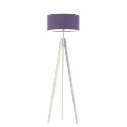 Lampa drewniana z abażurem HAITI abażur fioletowy stelaż biały