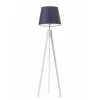 Lampa podłogowa ARUBA abażur granatowy stelaż biały