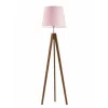 Lampa podłogowa ARUBA abażur jasny różowy stelaż mahoniowy