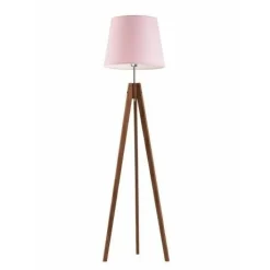 Lampa podłogowa ARUBA abażur jasny różowy stelaż mahoniowy