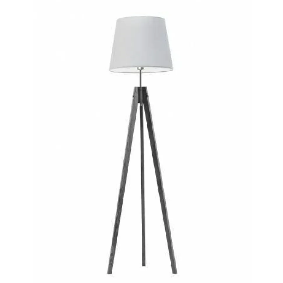 Lampa podłogowa ARUBA abażur jasny szary stelaż popielaty
