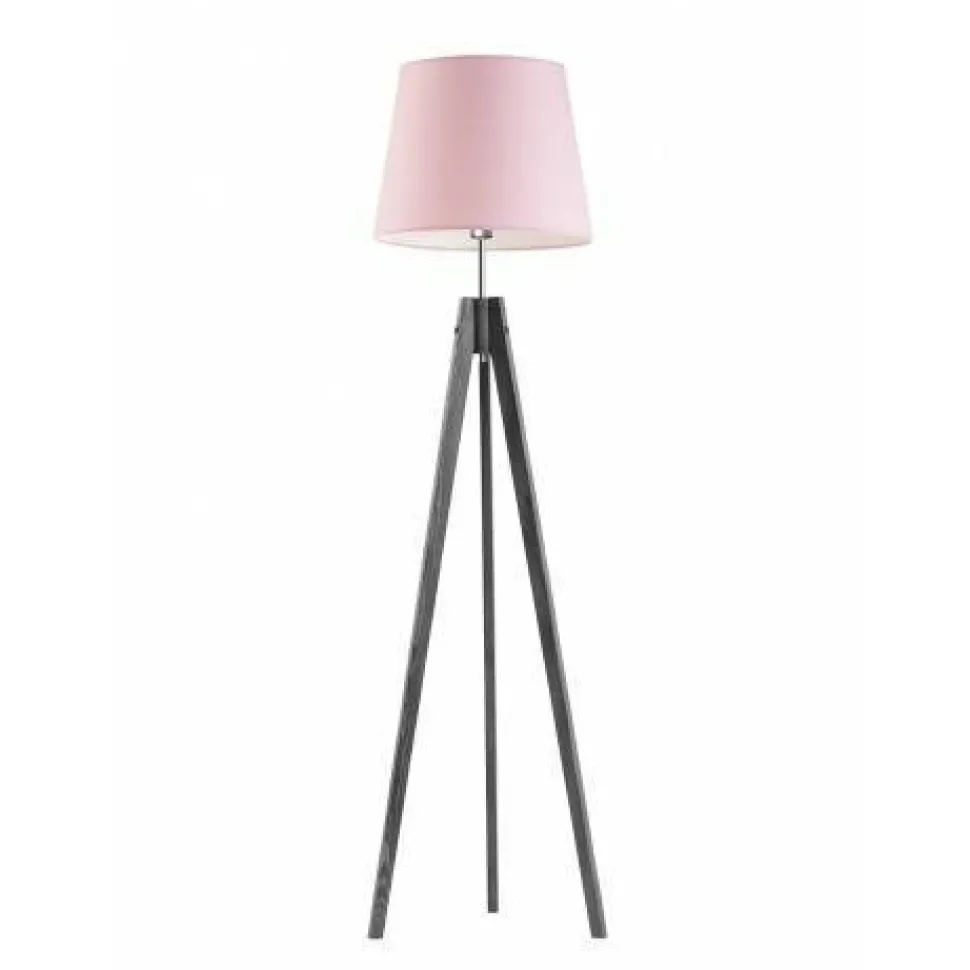 Lampa podłogowa ARUBA abażur jasny różowy stelaż popielaty