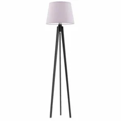 Lampa podłogowa CURACAO abażur jasny fiolet stelaż hebanowy