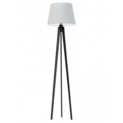 Lampa podłogowa CURACAO abażur jasny szary stelaż hebanowy