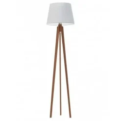 Lampa podłogowa CURACAO abażur jasny szary stelaż mahoniowy