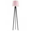 Lampa podłogowa CURACAO abażur jasny różowy stelaż hebanowy