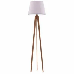 Lampa podłogowa CURACAO abażur jasny fiolet stelaż mahoniowy