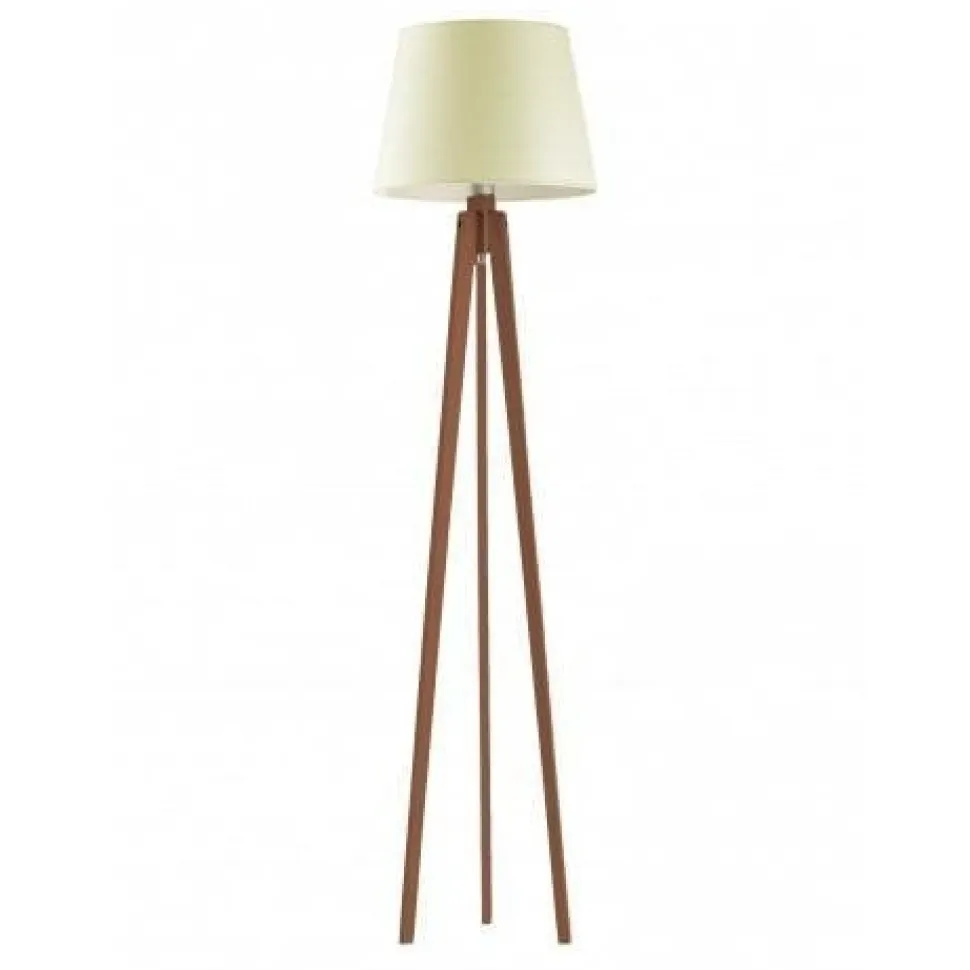 Lampa podłogowa CURACAO abażur ecru stelaż mahoniowy