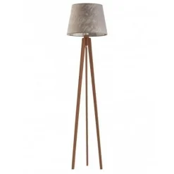 Lampa podłogowa CURACAO abażur szary melanż stelaż mahoniowy