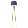 Lampa podłogowa CURACAO abażur granatowy stelaż dębowy