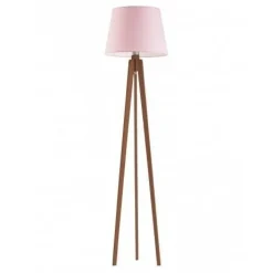 Lampa podłogowa CURACAO abażur jasny różowy stelaż mahoniowy