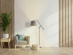 Lampa podłogowa FOYA GOLD srebrna szara