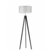 Lampa podłogowa HAITI abażur jasny szary stelaż popielaty
