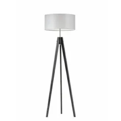 Lampa podłogowa HAITI abażur jasny szary stelaż popielaty