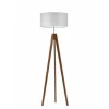 Lampa podłogowa HAITI abażur jasny szary stelaż mahoniowy