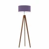 Lampa podłogowa HAITI abażur fioletowy stelaż mahoniowy