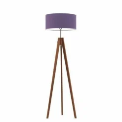 Lampa podłogowa HAITI abażur fioletowy stelaż mahoniowy