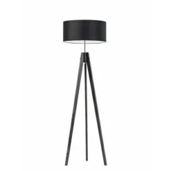 Lampa podłogowa HAITI abażur czarny stelaż popielaty