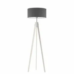 Lampa podłogowa HAITI abażur szary stalowy stelaż biały