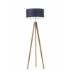 Lampa podłogowa HAITI abażur granatowy stelaż dąb