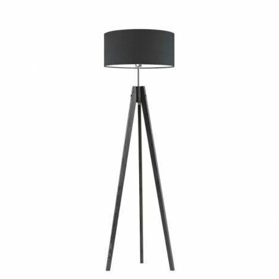 Lampa podłogowa HAITI abażur grafitowy stelaż popielaty