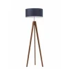 Lampa podłogowa HAITI abażur granatowy stelaż mahoniowy