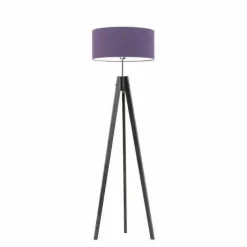 Lampa podłogowa HAITI abażur fioletowy stelaż popielaty