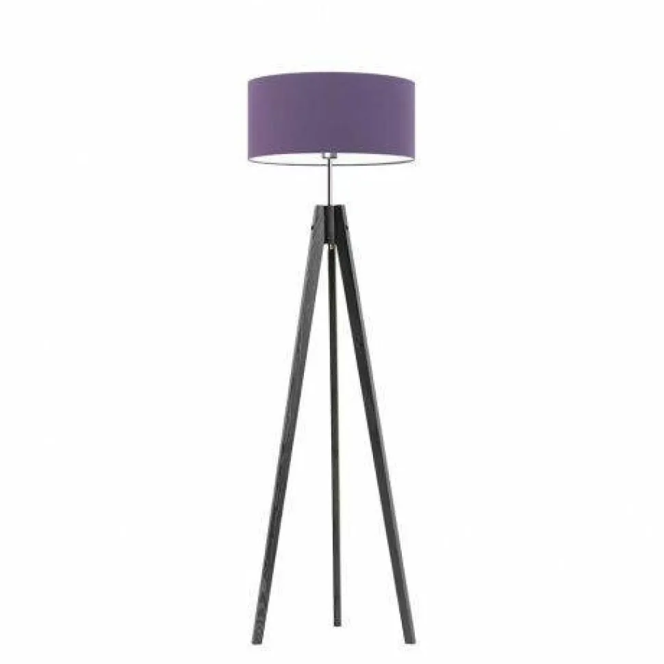 Lampa podłogowa HAITI abażur fioletowy stelaż popielaty