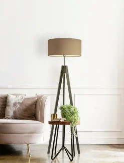 Lampa podłogowa HAITI abażur zieleń butelkowa stelaż hebanowy