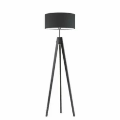 Lampa podłogowa HAITI abażur grafitowy stelaż hebanowy