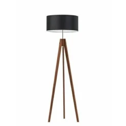 Lampa podłogowa HAITI abażur czarny stelaż mahoniowy