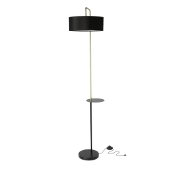 Lampa podłogowa Impact czarny+złoty matowy 1x40W E27 abażur czarny