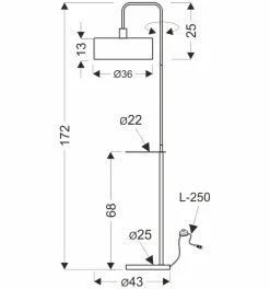 Lampa podłogowa Impact czarny+złoty matowy 1x40W E27 abażur czarny