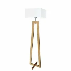 Lampa podłogowa JAWA abażur biały stelaż dębowy