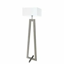 Lampa podłogowa JAWA abażur biały stelaż popielaty