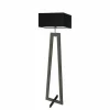 Lampa podłogowa JAWA abażur czarny stelaż hebanowy